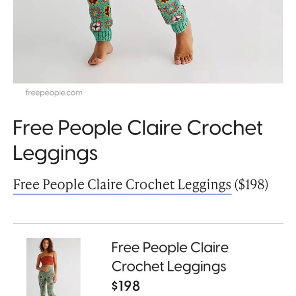 SOLD NWT Free People Crochet Leggings - Picture 2 of 2